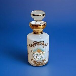 Vintage Hand Painted Bohemian Czech Art Glass Perfume/Vanity Bottle (Empty)